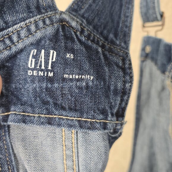 Gap Denim Maternity Overall Shorts XS Blue Cotton - Picture 3 of 6